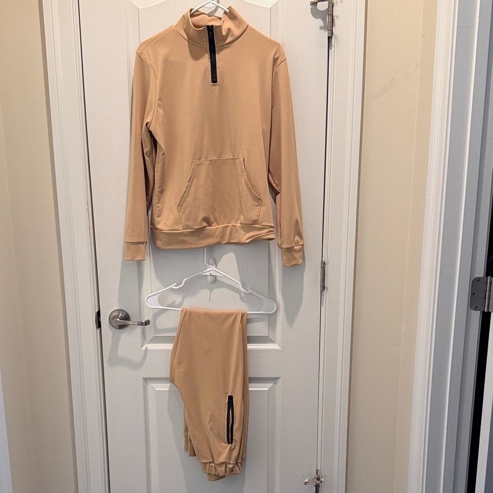 Tan Tracksuit with Zipper Details